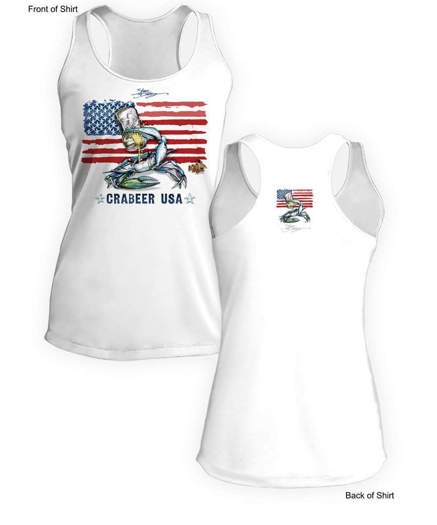 Crabeer USA- Ladies Racerback Tank-100% Polyester